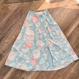 Abercrombie and Fitch floral midi skirt with slit dainty sweet minimalist vacay